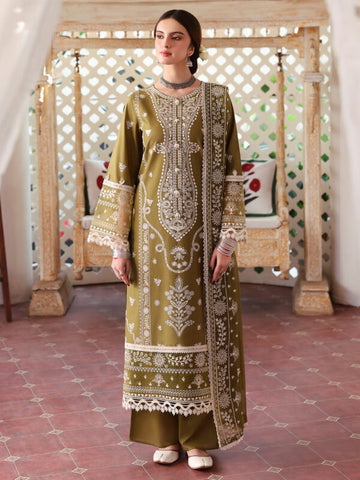3 Piece - Unstitched Fully Embroidered Dhanak Fabric MR-590
